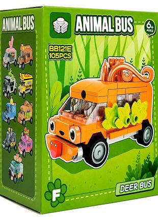 Дитячий конструктор deer bus bb121e-f серії "animal bus", 105 деталей