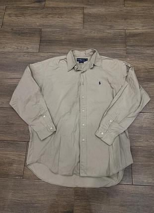 Сорочка чоловіча ralph lauren бежева з довгим рукавом