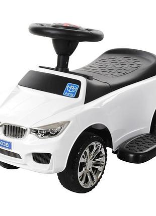 Детская каталка-толокар m 3503b-1 белый, с родительской ручкой