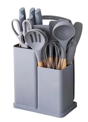 Набор кухонных принадлежностей 19 предметов kitchen set серый