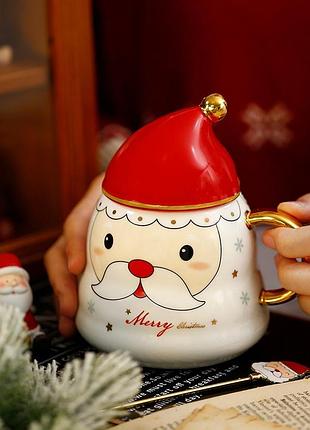 Кружка с крышкой новогодняя merry christmas 13684 400 мл белая