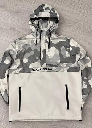 Худі anorak parker vintage monochrome camo black squad half-swip