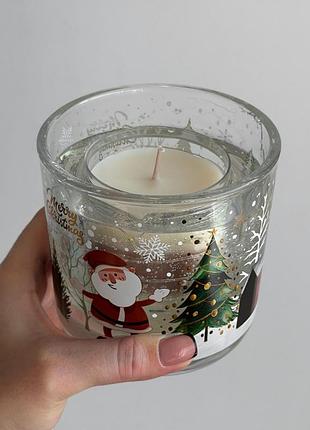 Свеча ароматическая в стекле «merry christmas» с ароматом печенья * рандомный выбор дизайна elisey