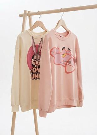 Легендарный мультяшный свитшот pink panther zara looney tunes h&m.
