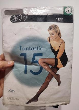 Черные чулки самодержащие на силиконе c&a fantastic 15 den, р. l-xl (евро 40-42)
