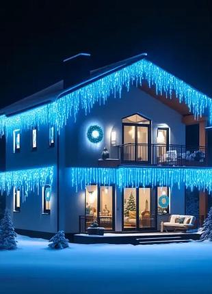 Вулична гірлянда бахрома 50 м 840 led чорний провід синій 50mbbl