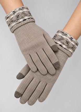 Жіночі в'язані рукавиці fraas, сірі , довгі, акрилові, one size