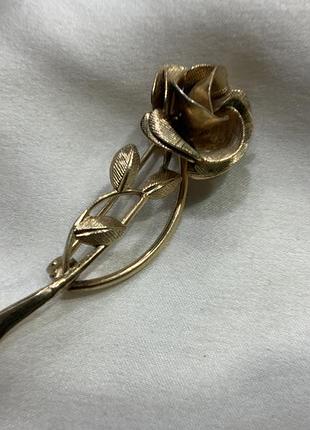 ✨ 🌹 👑 винтажная позолоченная брошка роза 1/20 12k gold filled сша 1950е 👑 🌹 ✨