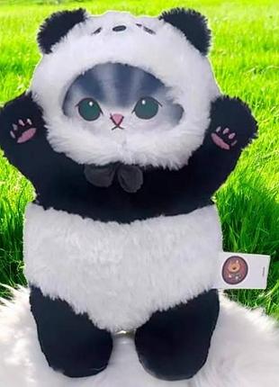 Игрушка мягкая 30см котик в костюмчике панды