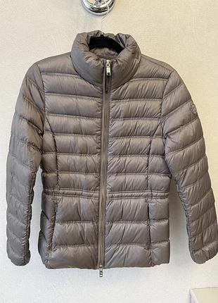 Легкий пуховик massimo dutti натуральний пух, m, декор з велюру