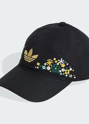 Жіноча кепка adidas originals x liberty london, чорна, з вишивкою, one size