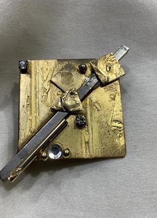 ✨ 📐 🎨 вінтажна авторська бруталістська брошка геометрія 1980-ті 🎨 📐 ✨