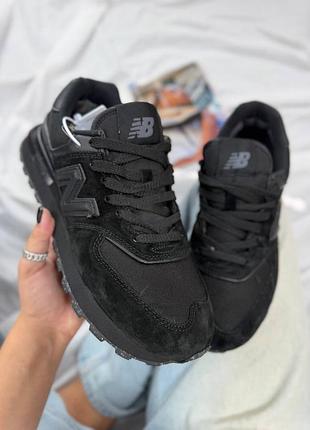 Р.41-46 кроссовки new balance 574 black gore tex, термо артикул 1000