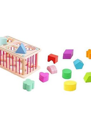 Сортер дерев'яний, стінки з резинками, 12 фігурок wtoys c 60434