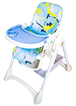 Стульчик для кормления детский многофункциональный регулируемый light blue голубой с декором