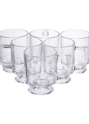 Набір чашок 6 шт для чаю та кави goblet по 300 (мл) кружки скляні прозорий hp-19-l6