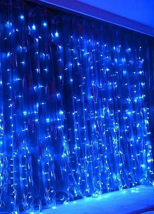 Гирлянда штора водопад внутренняя 320led 3*2м синий свет