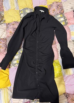 Плаття чорне на ґудзиках h&m міді s 5