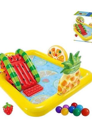 Игровой центр надувной веселый фрукт с горкой 244*191*91см intex 57158 np