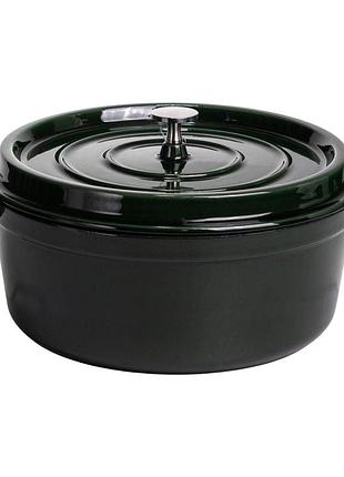 Кокотниця чавунна емальована 6.5 л, малахіт yiwu hp-flg-13 green