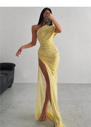 Сукня prettylittlething сітка на одне плече з розрізом