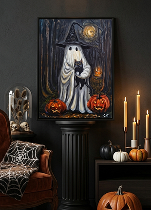 Картина призрак,призрачный охранник черного кота,black art