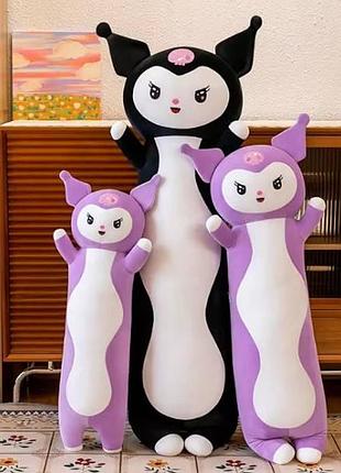 Мягкая игрушка-подушка kuromi батон обнимашка 90см черно-белая
