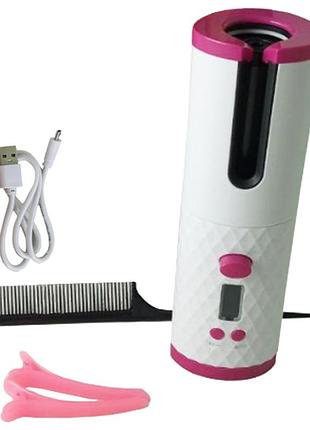 Беспроводная плойка для завивки волос ramindong hair curler rd-060 белая с розовым