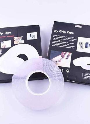 Двухсторонняя многоразовая клейкая лента ivy grip tape 5 м прозрачная
