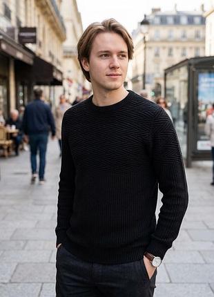 Чоловічий чорний светр jack & jones premium (розмір l)