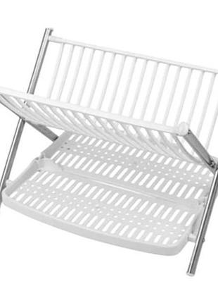 Сушилка для посуды двухярусная пластиковая multifunctional folding kitchen rack белая