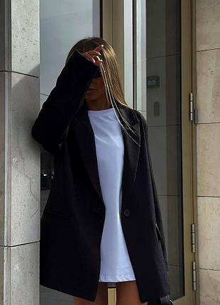 Жіночий подовжений піджак з кишенями fashion чорний