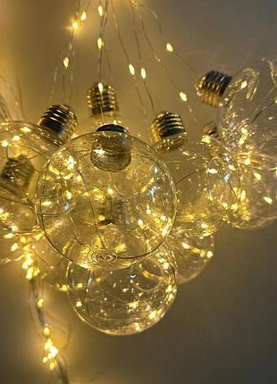 Гирлянда светодиодная от сети штора y-20-65ww 19722 3х0.5 м 10 led теплый желтый
