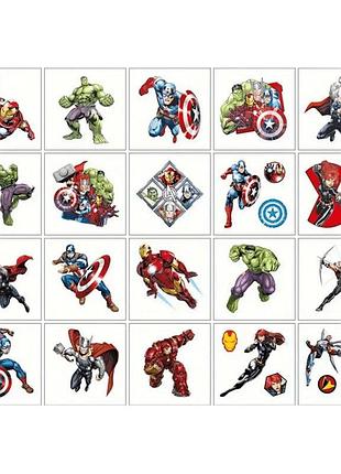 Набір тимчасових татуювань "супергерої міні" superheroes-20-01 розмір 5х5 см