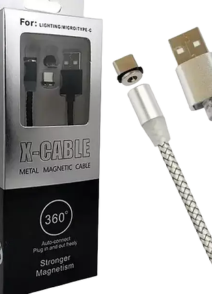 Магнітний кабель 3 в 1 usb - microusb / lightning / type-c