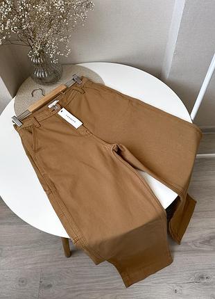 Карамельні прямі джинси карго бежеві topshop
