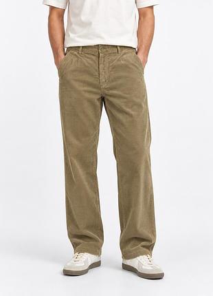 Чоловічі вельветові штани fred perry straight fit хакі w32 l34