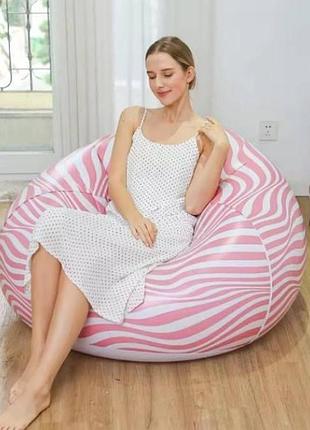 Крісло-мішок надувне для відпочинку в смужку sofa xl-1135 рожеве