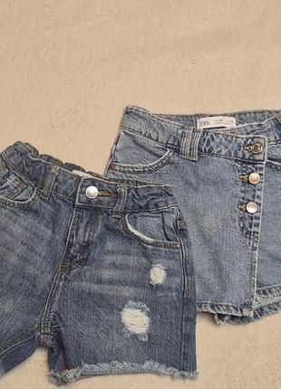 Шорты-юбка и шорты zara 116, +-6 лет. cиний джинс, есть утяжка.