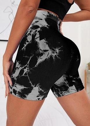 Велосипедки-шорты женские с пуш-ап tiedye 19059 xl черные з серым