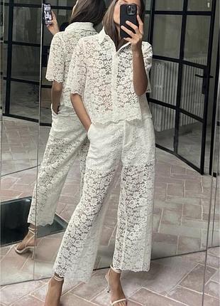 Ажурні штани zara / мереживні брюки