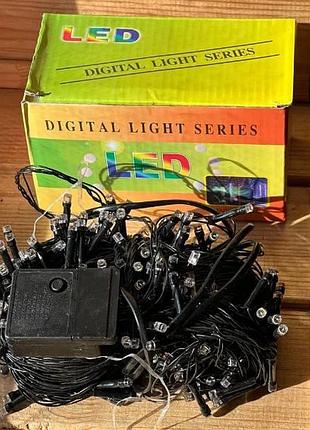 Гірлянда внутрішня лінійна 300led 220v and 100-10 чорний дріт, тепле світло