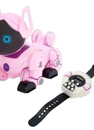 Робот-щенок интерактивный smart puppy z105 с сенсорным управлением, звуком и подсветкой розовый