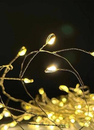 Гірлянда роса лінійна мішура пухнаста з пультом 10м 300led 220v 4495 and 19-1 тепле світло