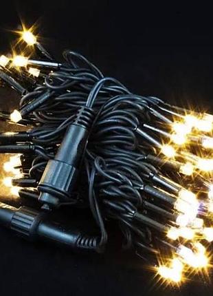 Гирлянда уличная линейная 220v 100led 10м 4550 and 87-10 черный провод, теплый свет