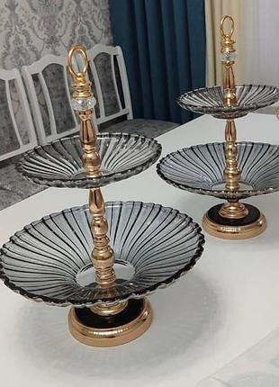 Піднос для фруктів та солодощів (2 яруси) fruit tray 1606