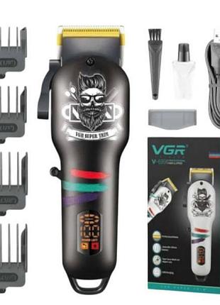 Машинка для стрижки волос и бородыс led-дисплеем vgr v-699 черная