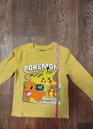 Яскравий жовтий лонгслив / кофта pokémon (пікачу та чармандер) на розмір 110 см (4-5 років)