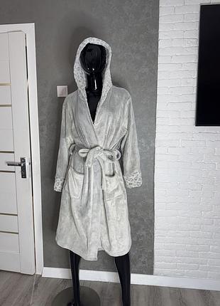 Плюшевий халат з капюшоном new look , l