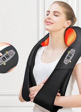 Универсальный роликовый массажер для спины шеи и плеч massager of neck kneading с ик-прогревом электрический